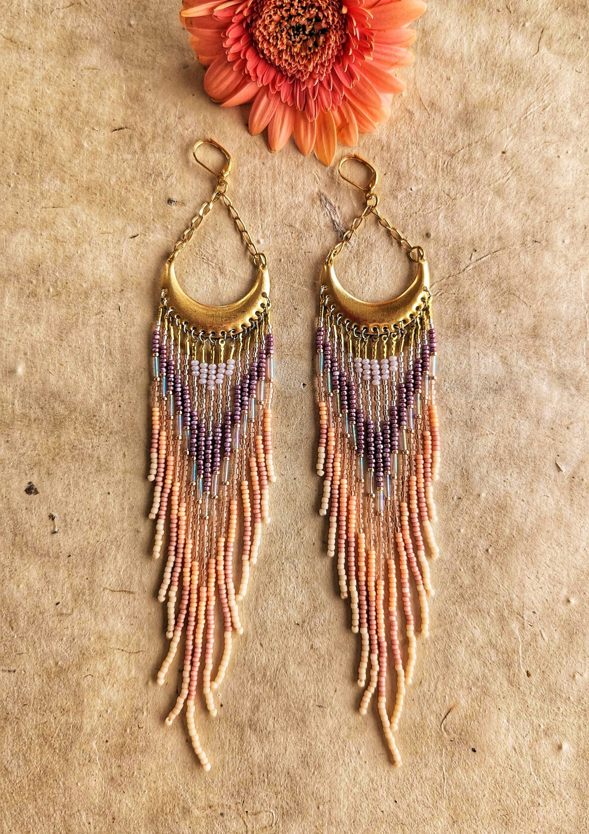 Pink Seed Bead Earrings | Moon & Milk