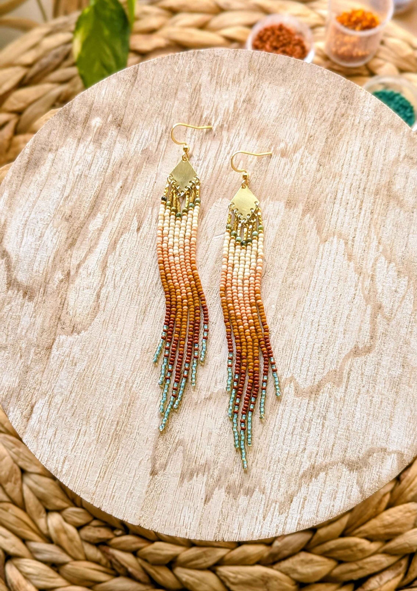 Sade Terracotta Sage Beaded Earrings
