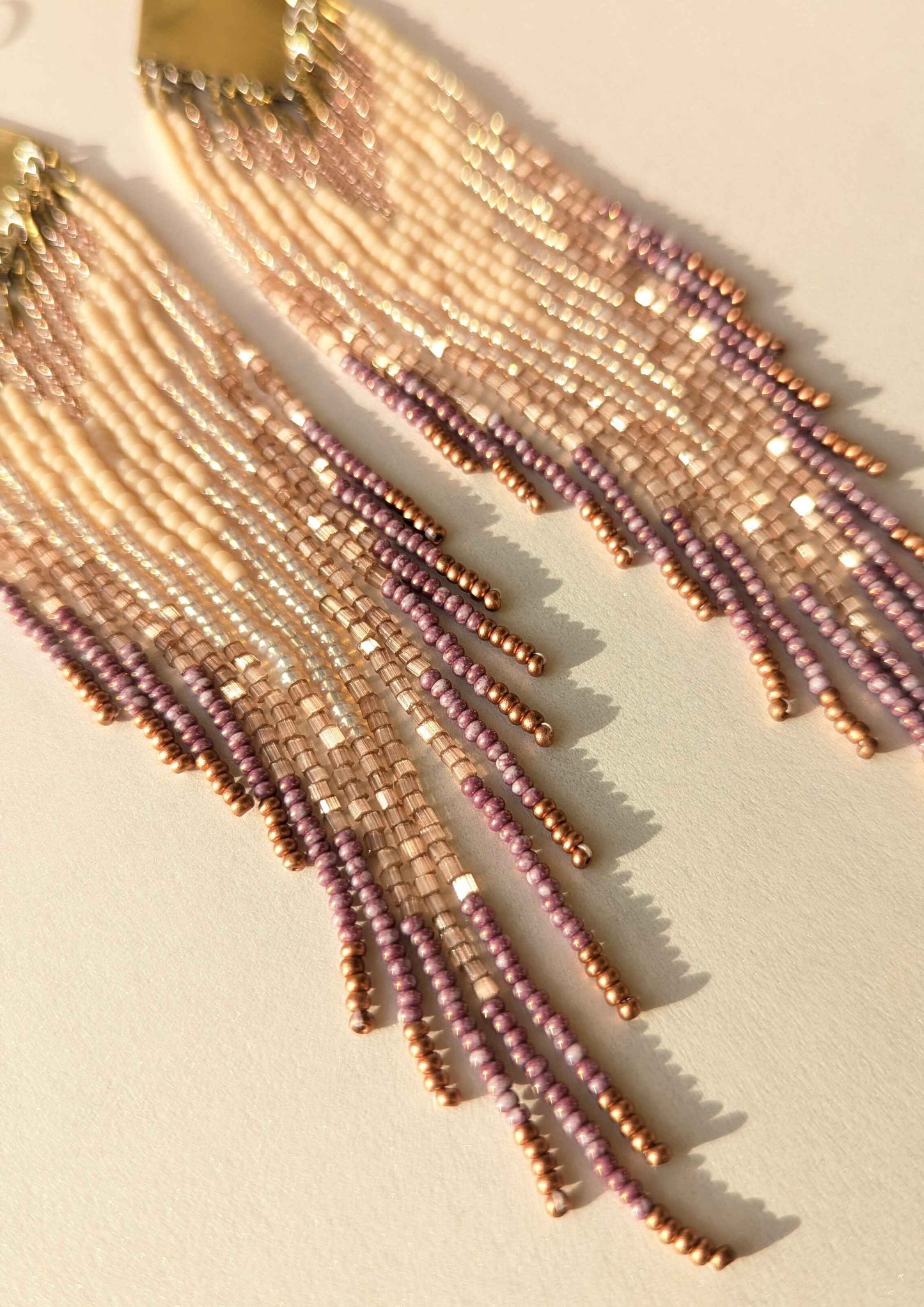de Beauvoir Pink Beaded Fringe Earrings
