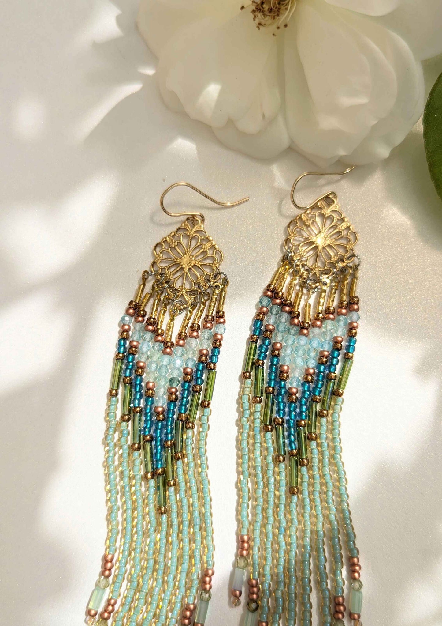 Hinojosa Green Apatite Beaded Earrings