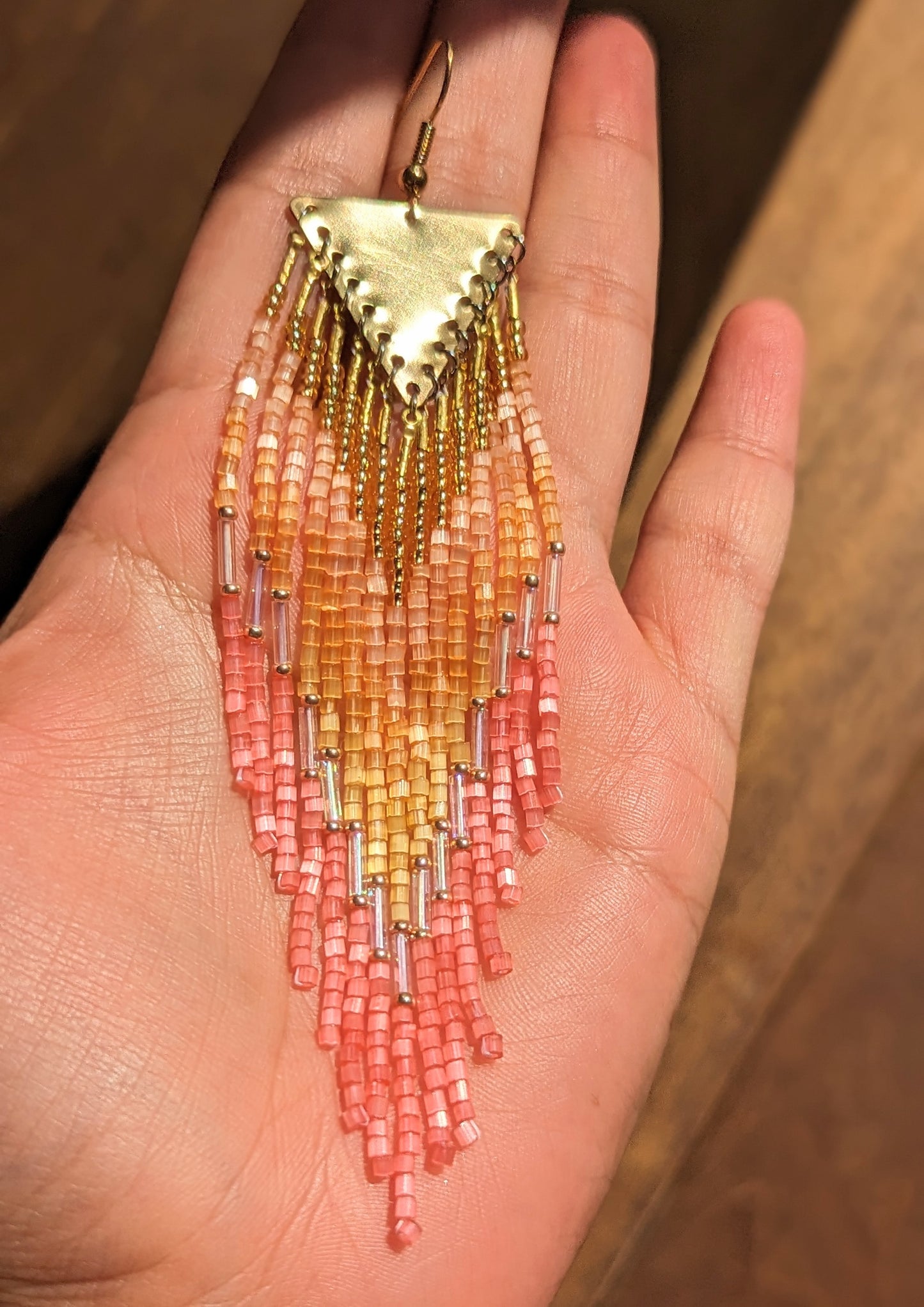 Greta Peach Pink Beaded Earrings