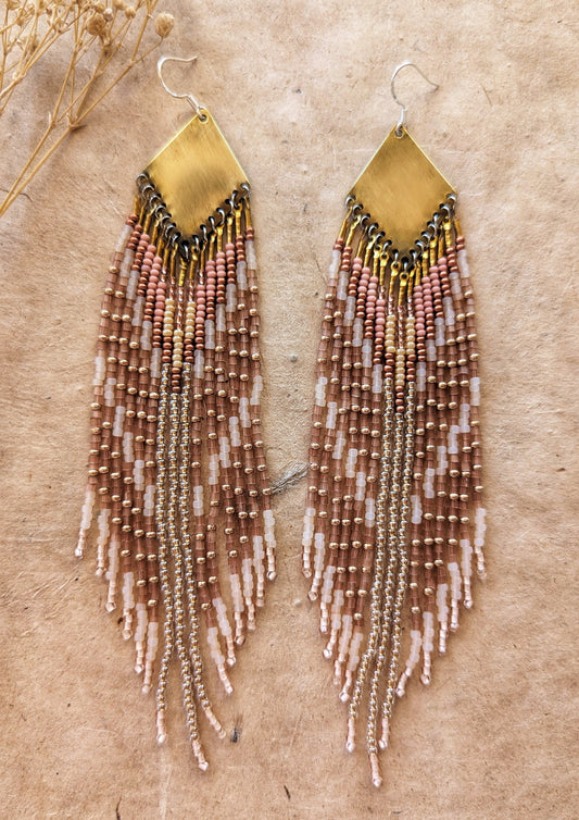 Mama Dolores Golden Mauve Beaded Earrings