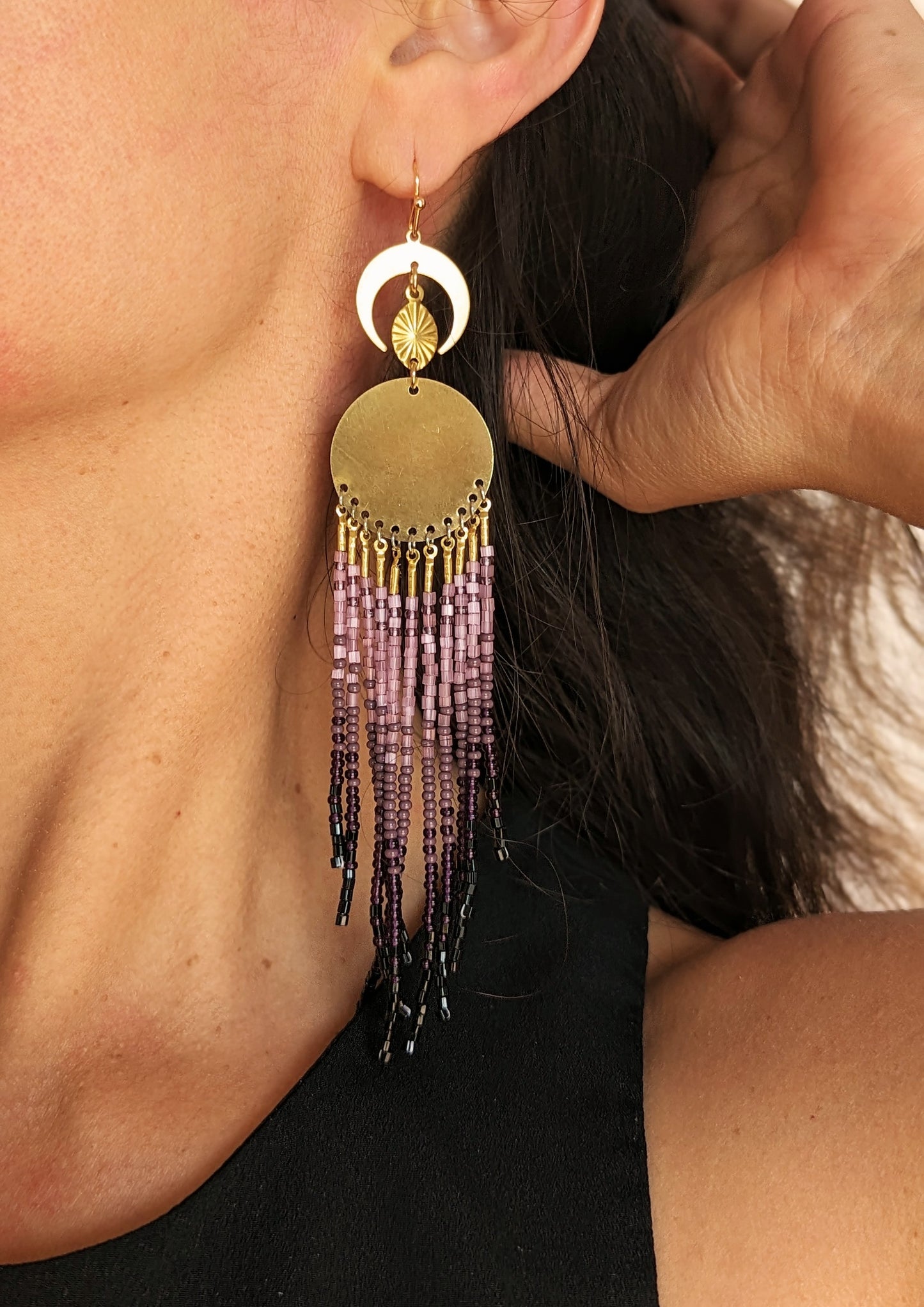 Boucles d'oreilles perlées bleu royal Mira