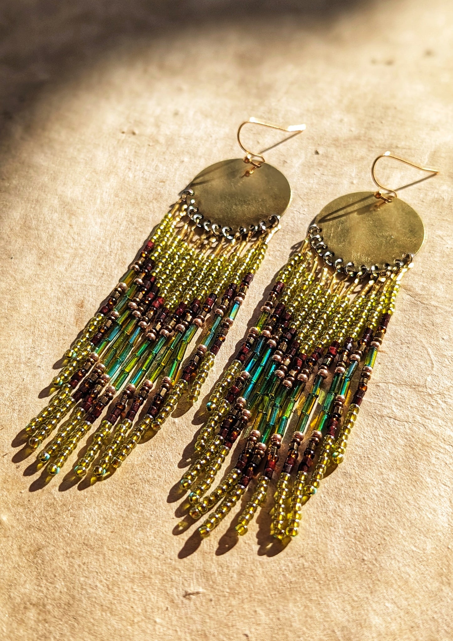 Brene Luster Green Seed Bead Earrings