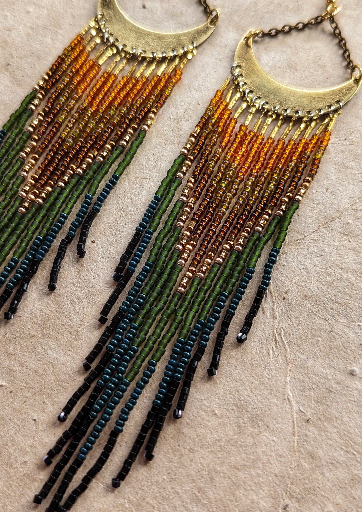 Diana Black Forest Moon Beaded Earrings
