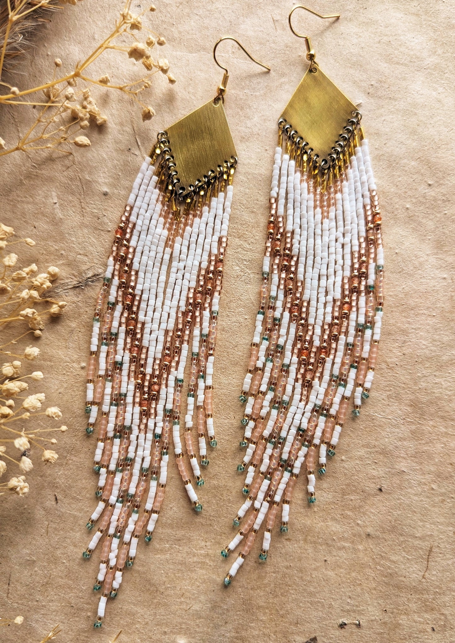 Taylor White Sunstone Beaded Earrings