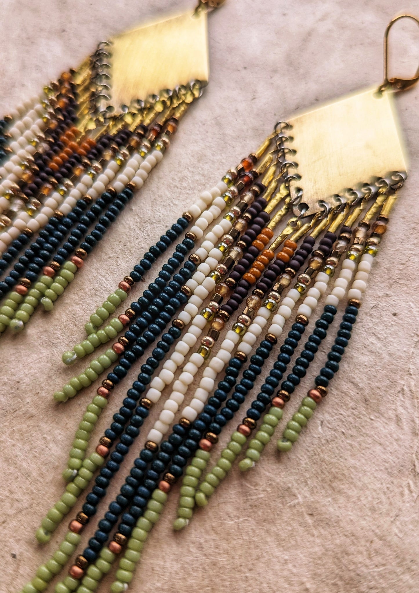 Hessonite Green Beaded Earrings