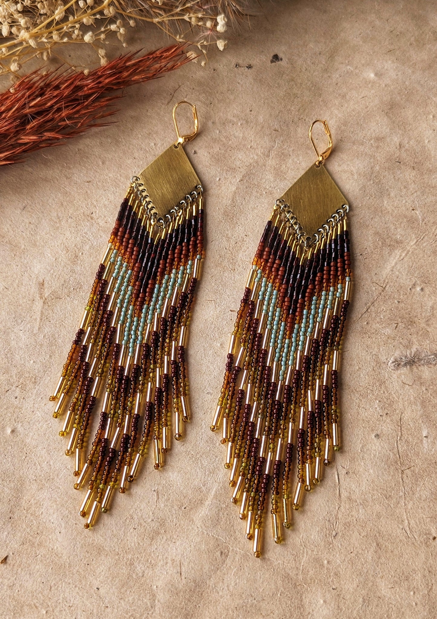 Lauryn Golden Autumn Beaded Earrings