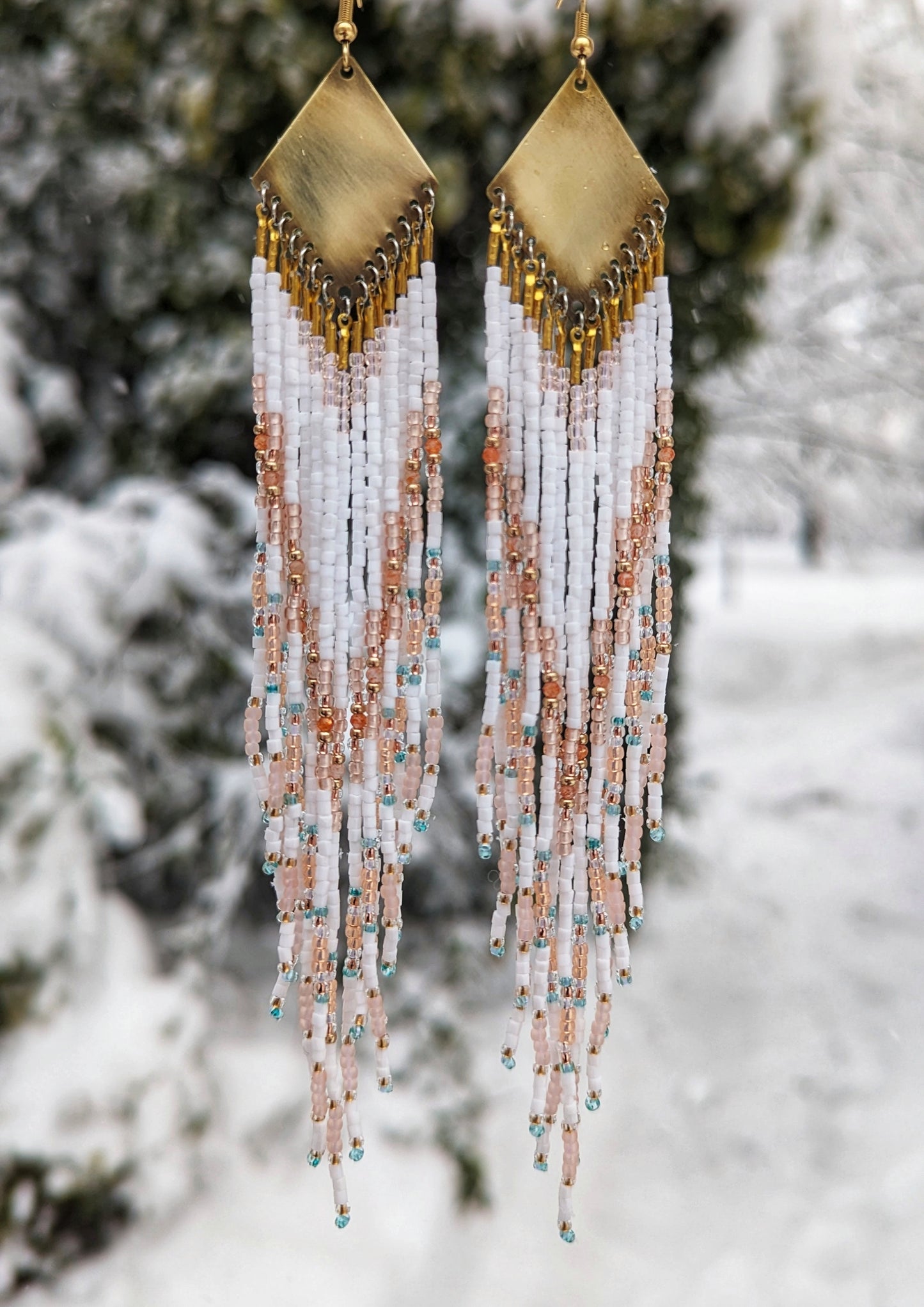 Taylor White Sunstone Beaded Earrings