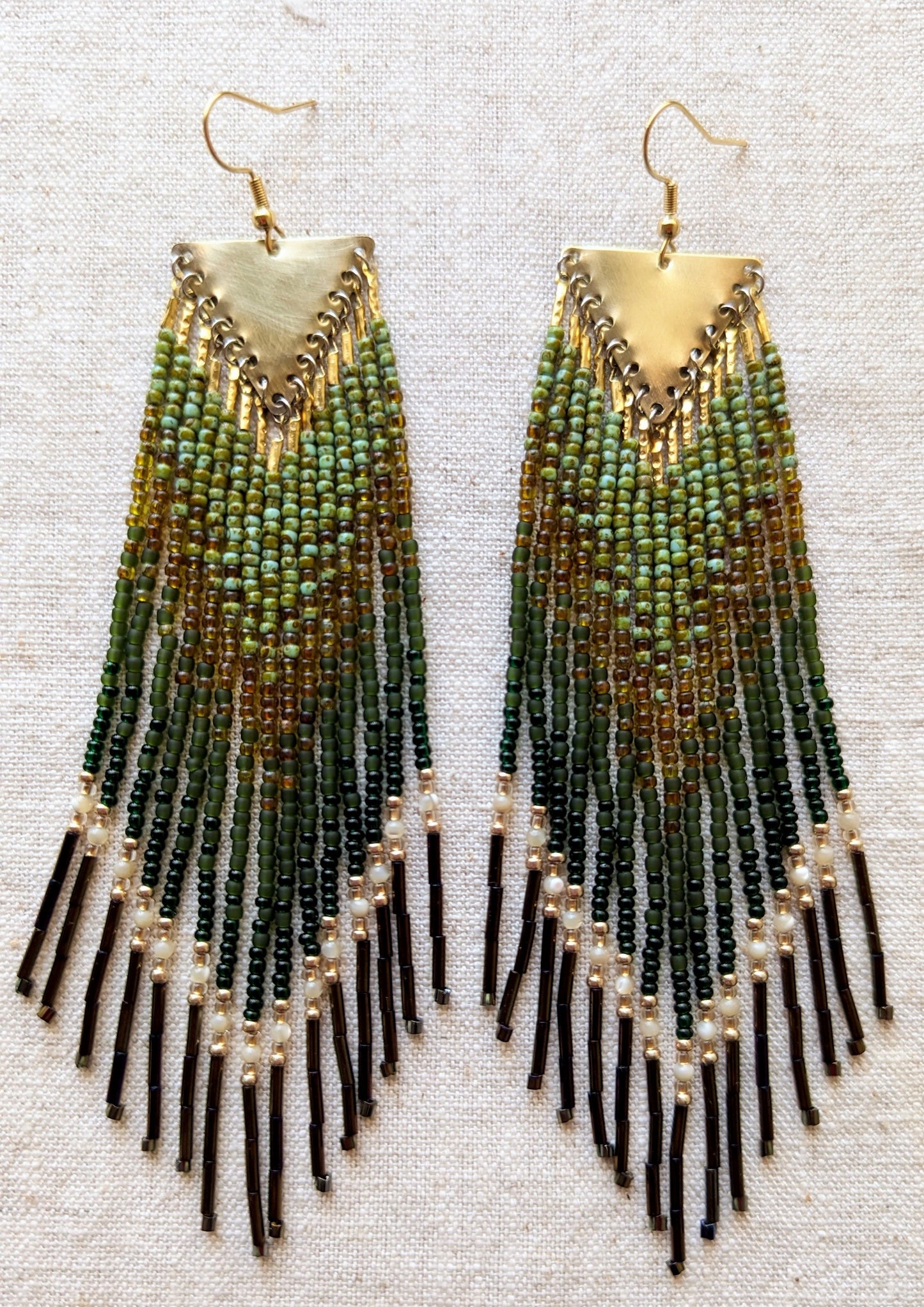 JoAnn Forest Green Beaded Earrings