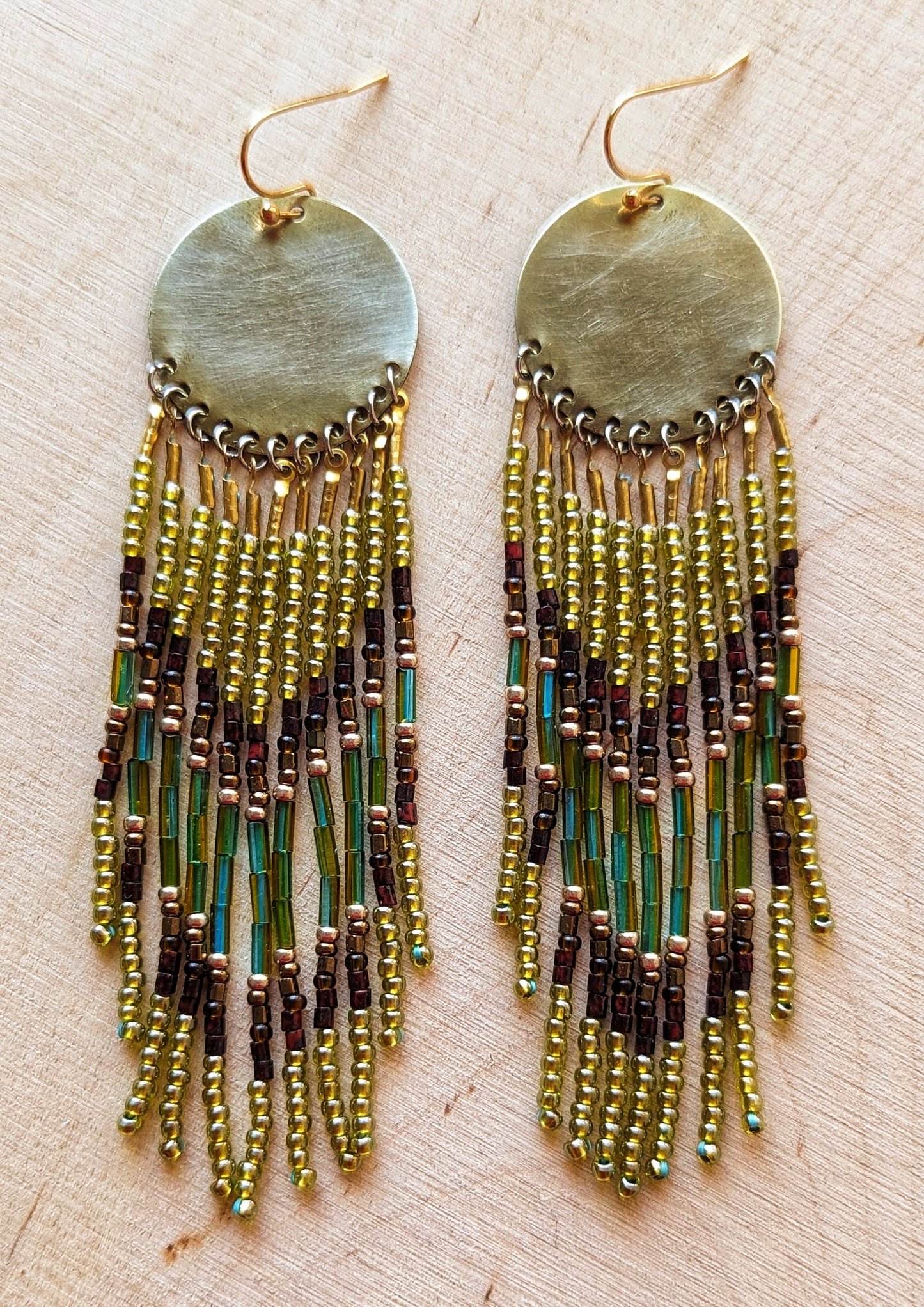 Brene Luster Green Seed Bead Earrings