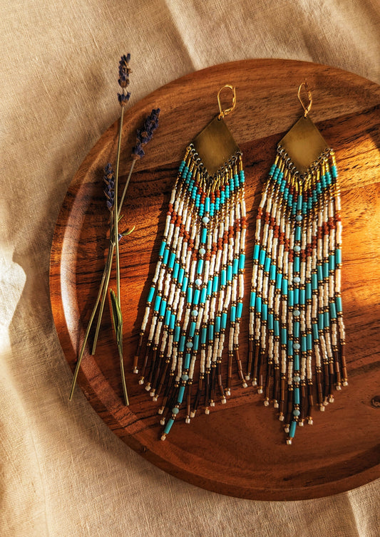 Boucles d'oreilles perlées bleu royal Mira