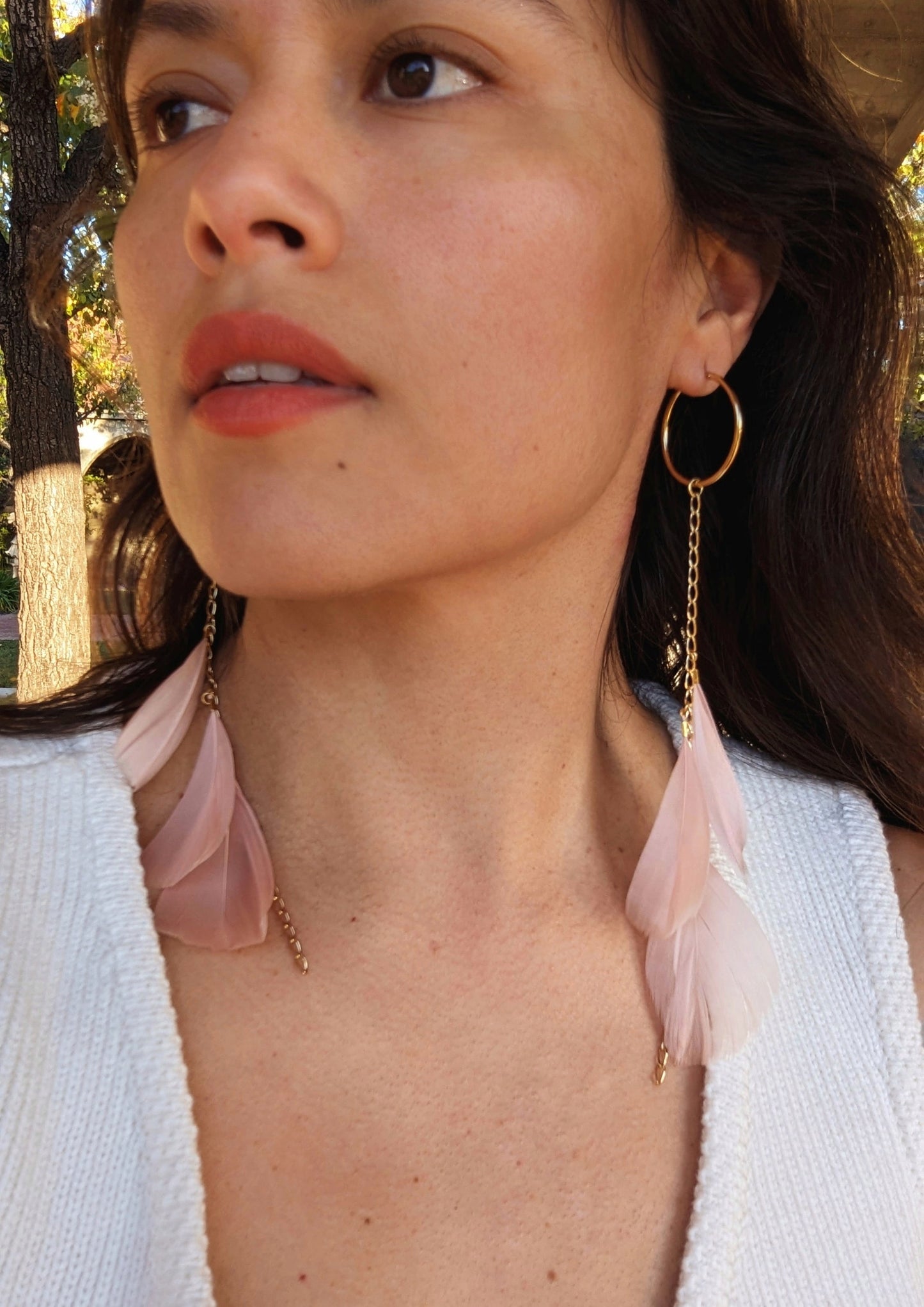 Taylor Pink Feather Earrings