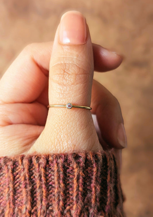 Rupi Gold gefüllter Solitär-CZ-Ring