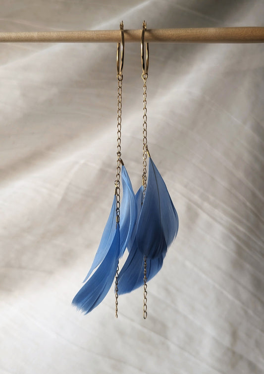 Gouyen Blue Feather Earrings