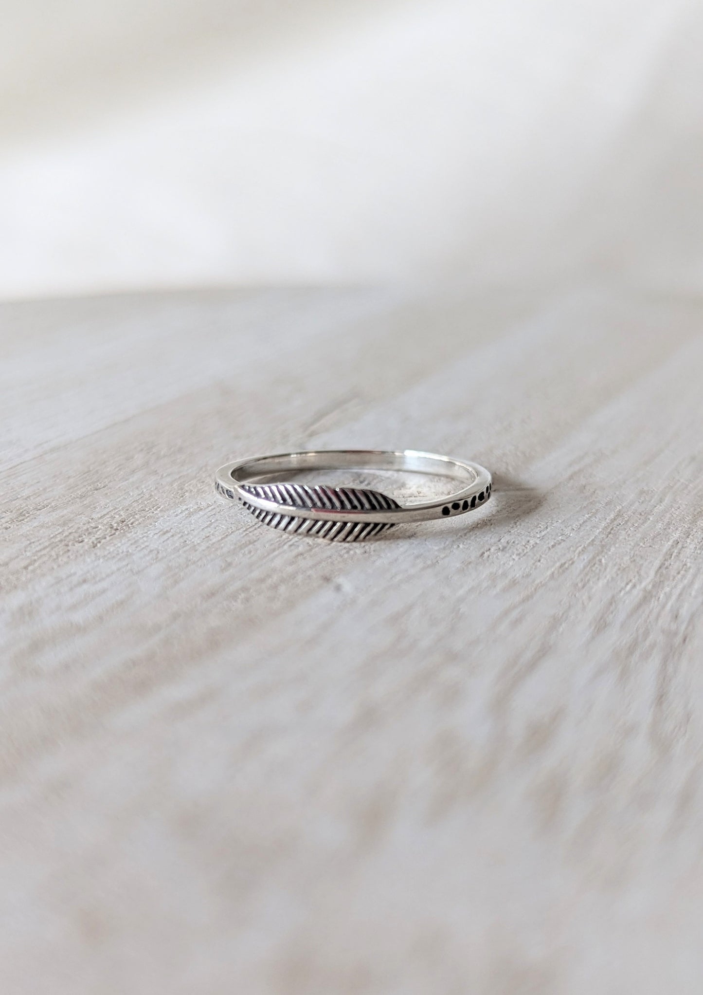 Betty Boho Feather Silver Ring