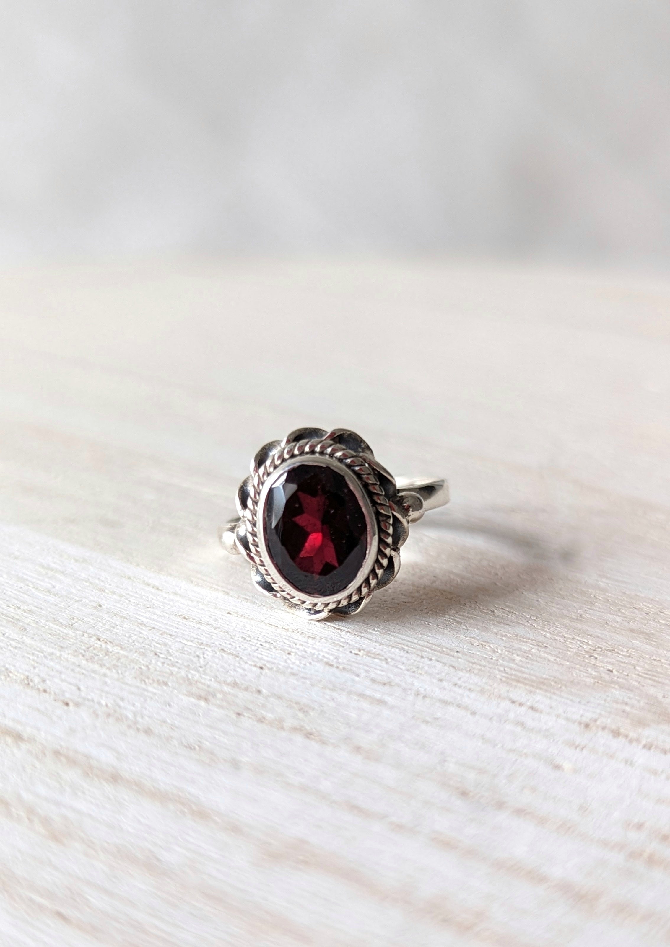 Garnet Ring, silver ring, gemstone ring, bohemian ring, Tibetan ring, gypsy ring, ornate ring, wide band, boho - hotsell The Real Thing R2220