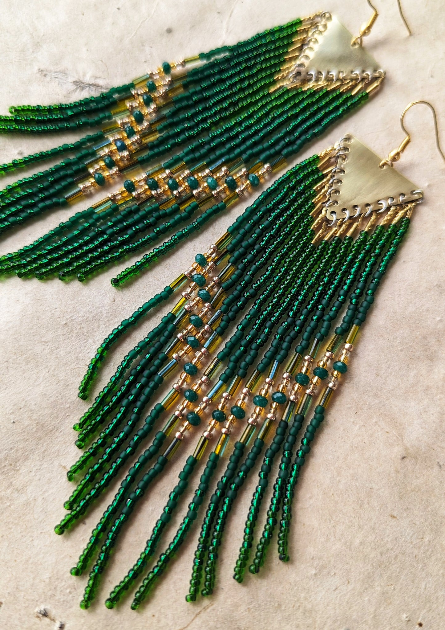 Green Jade Seed Beaded Earrings | Moon & Milk