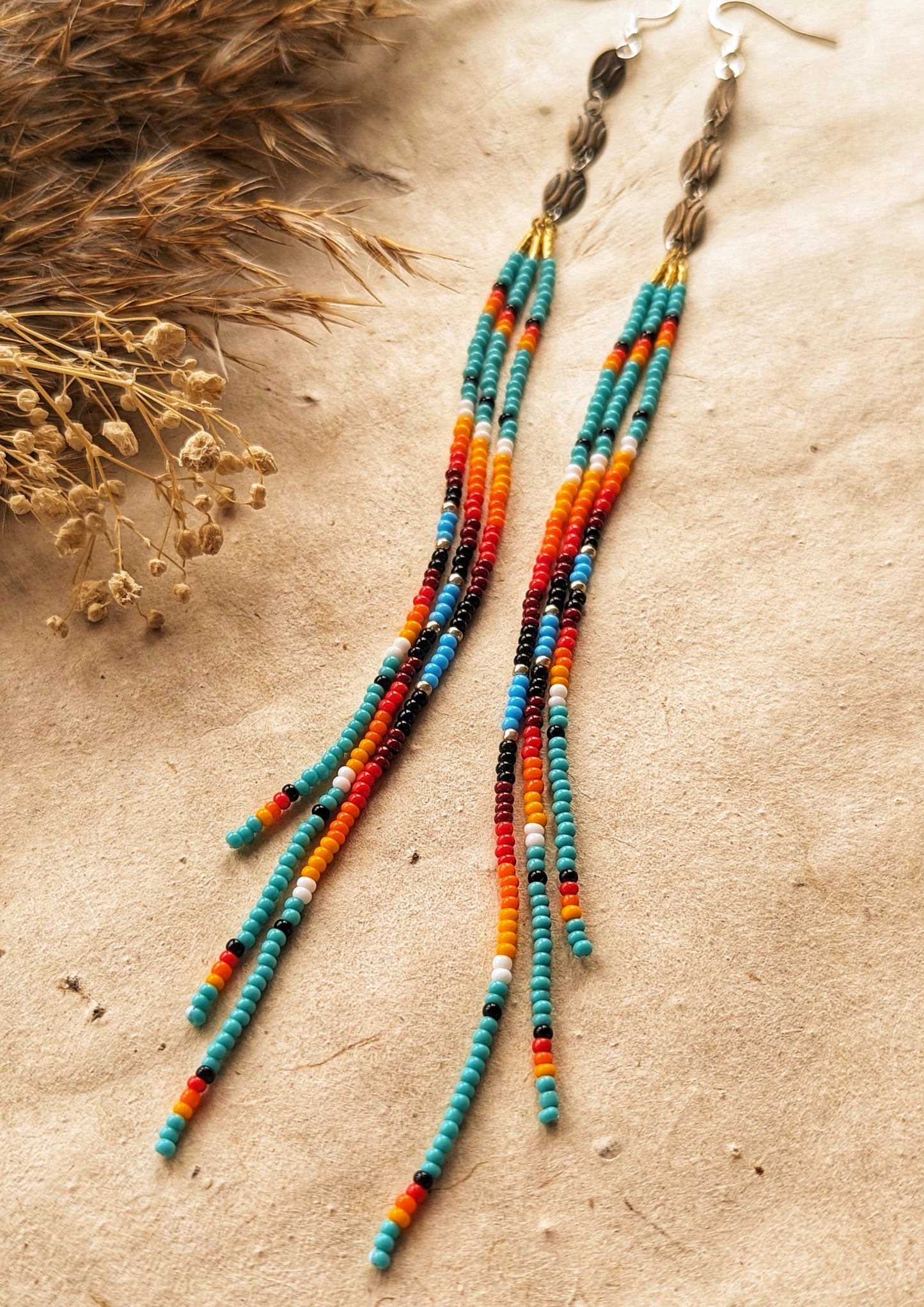 Quannah Turquoise Beaded Fringe Earrings