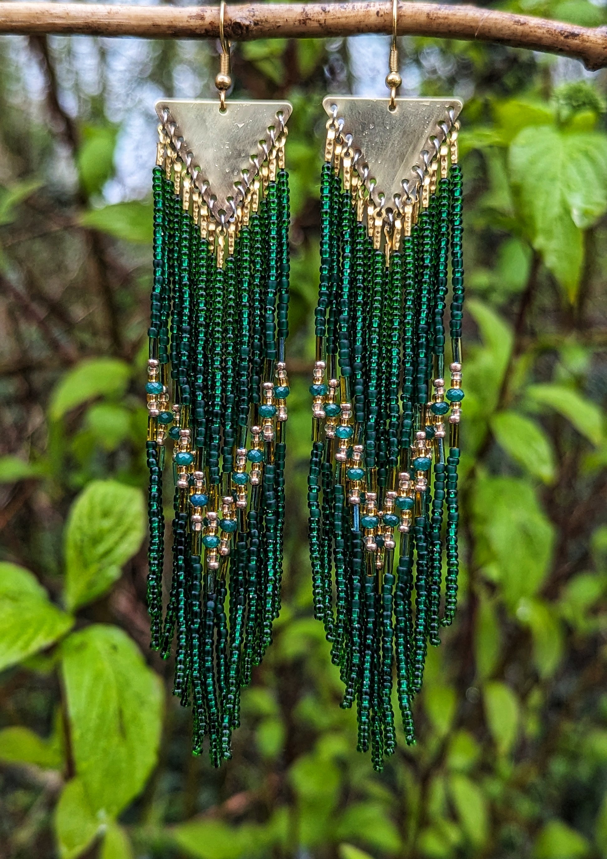 Green Jade Seed Beaded Earrings | Moon & Milk