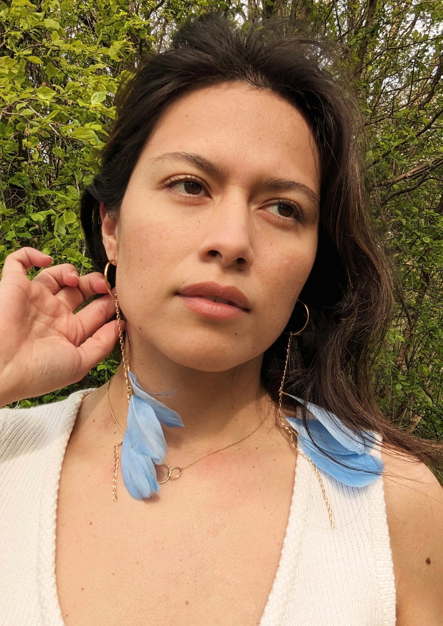 Gouyen Blue Feather Earrings