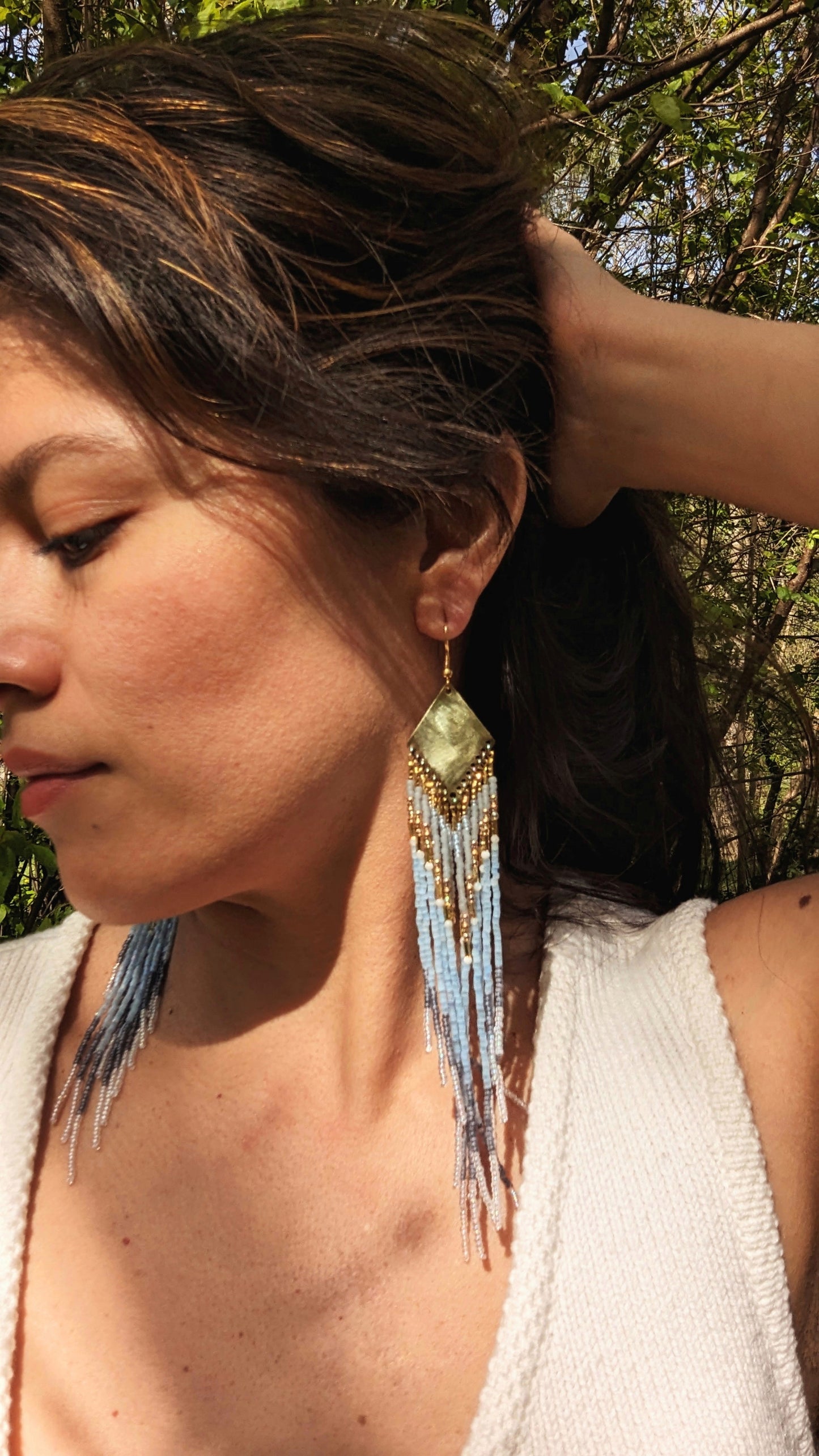Kyrene Iridescent Sea Beaded Earrings