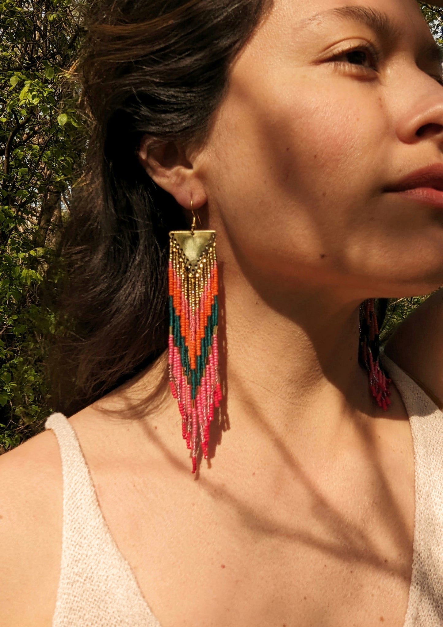 Confetti Fringe Beaded Earrings