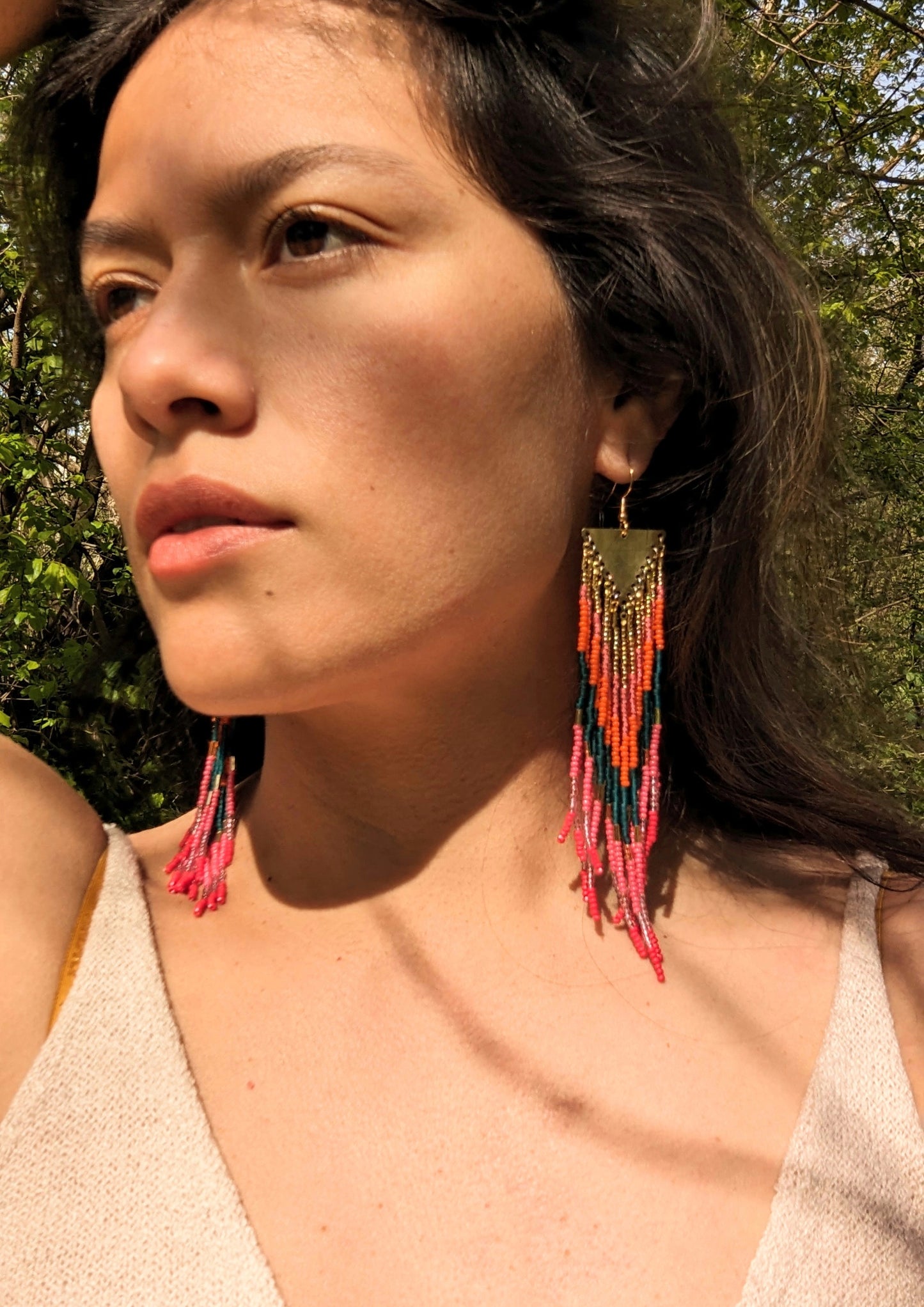 Confetti Fringe Beaded Earrings