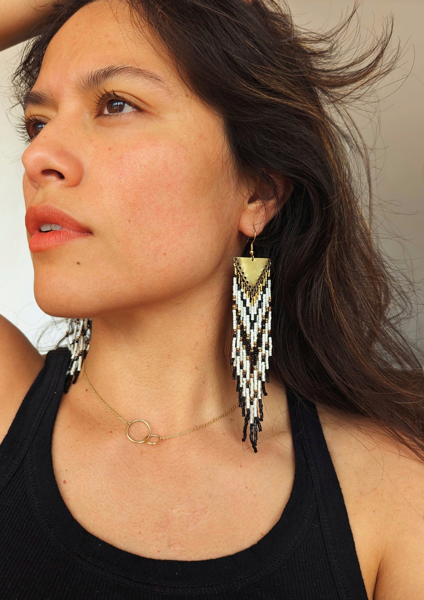 Qiu Jin Classic Black Spinel Beaded Earrings