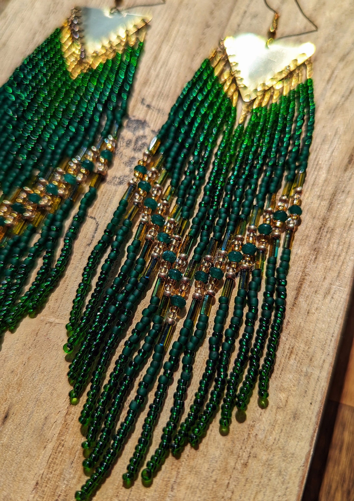 Green Jade Seed Beaded Earrings | Moon & Milk