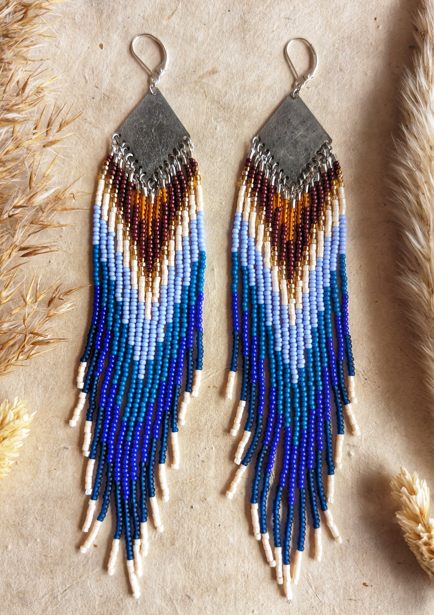 Blue Seed Bead Earrings | Moon & Milk