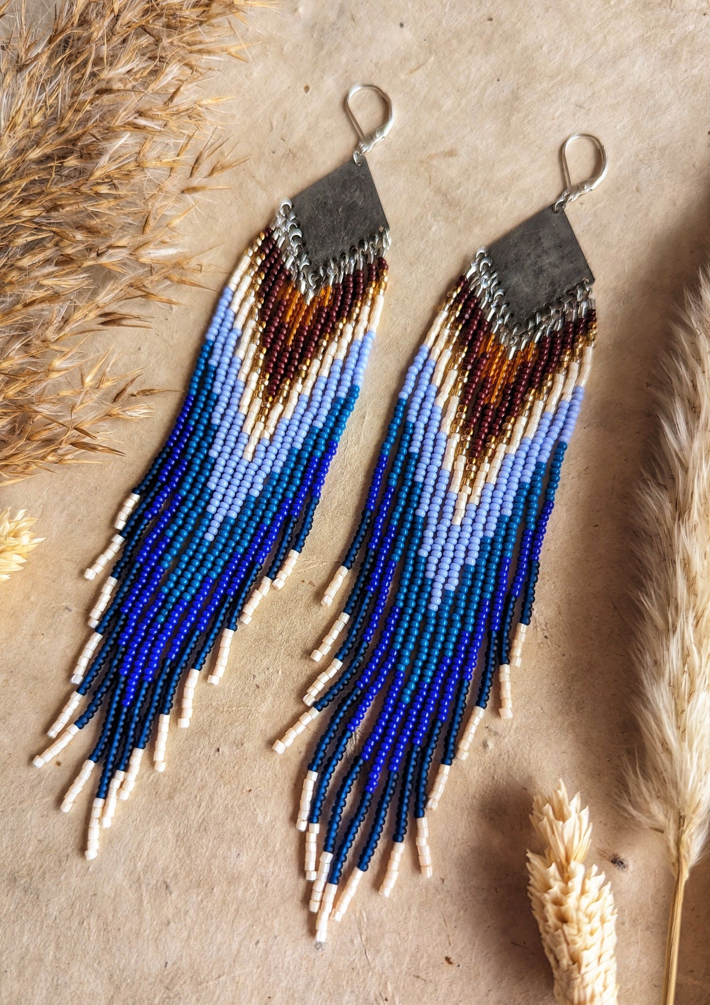 Blue Seed Bead Earrings | Moon & Milk