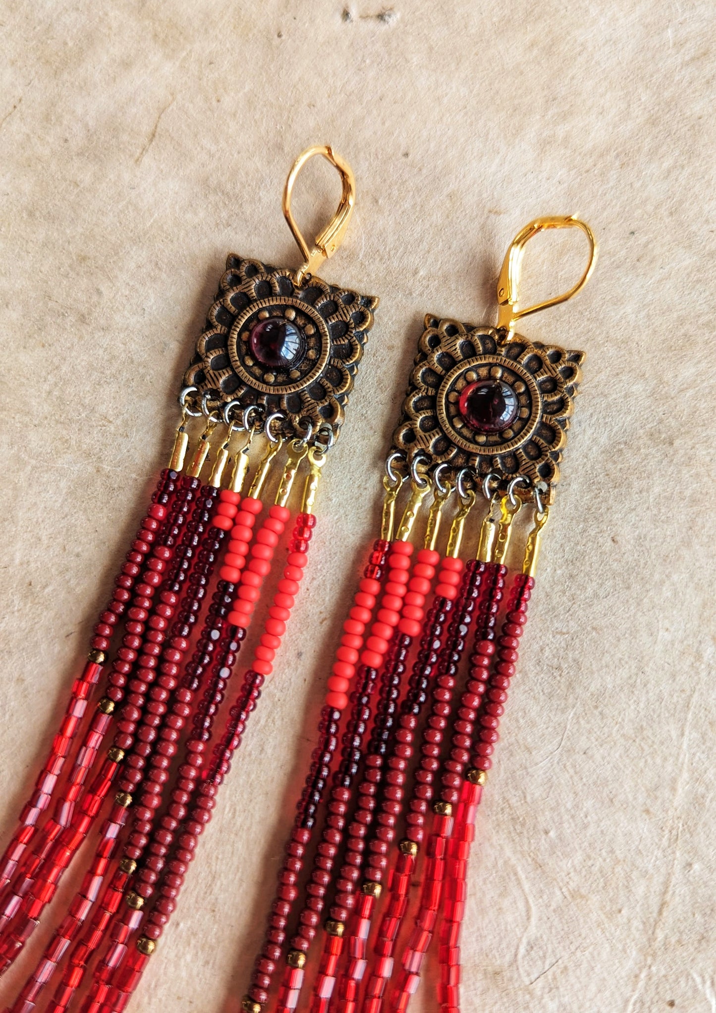 Red Seed Bead Earrings | Moon & Milk