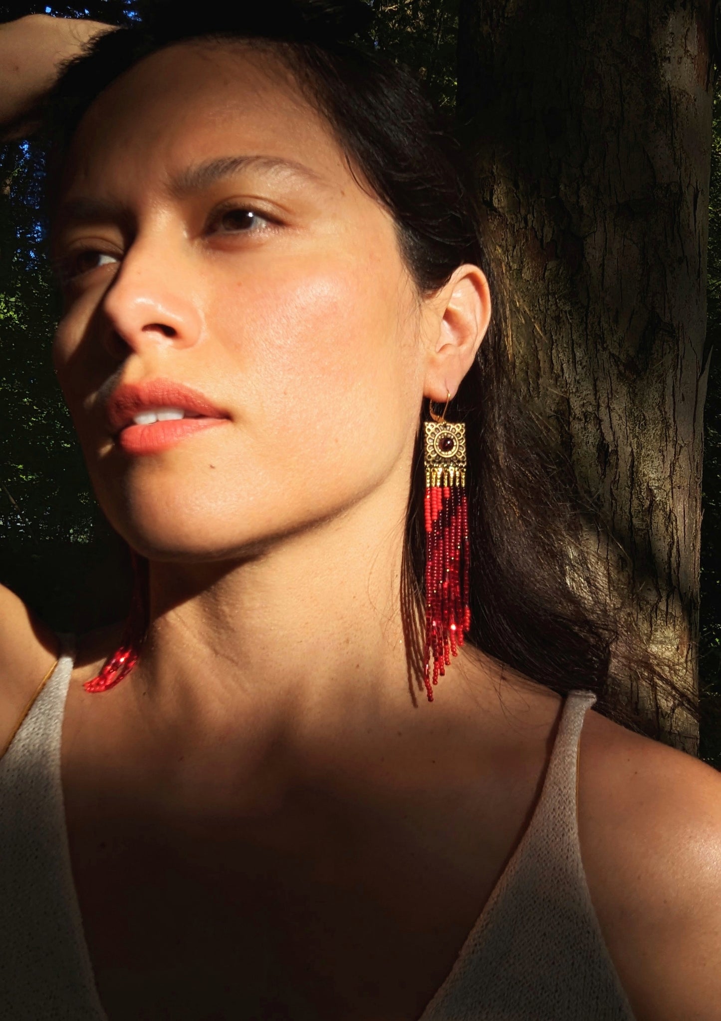 Red Seed Bead Earrings | Moon & Milk