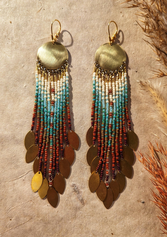 Sandstone Seed Bead Earrings | Moon & Milk
