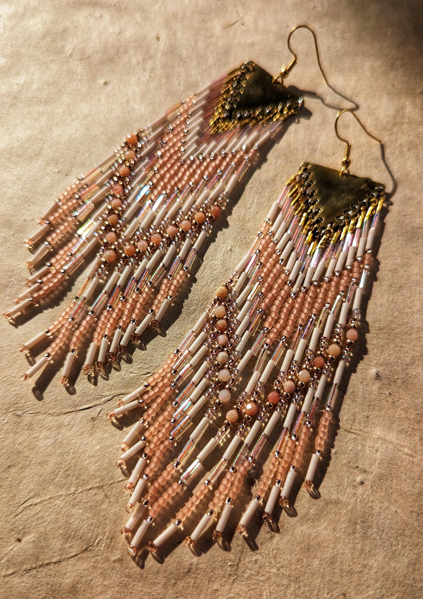 Opal Seed Bead Earrings | Pink Opal Earrings | Moon & Milk