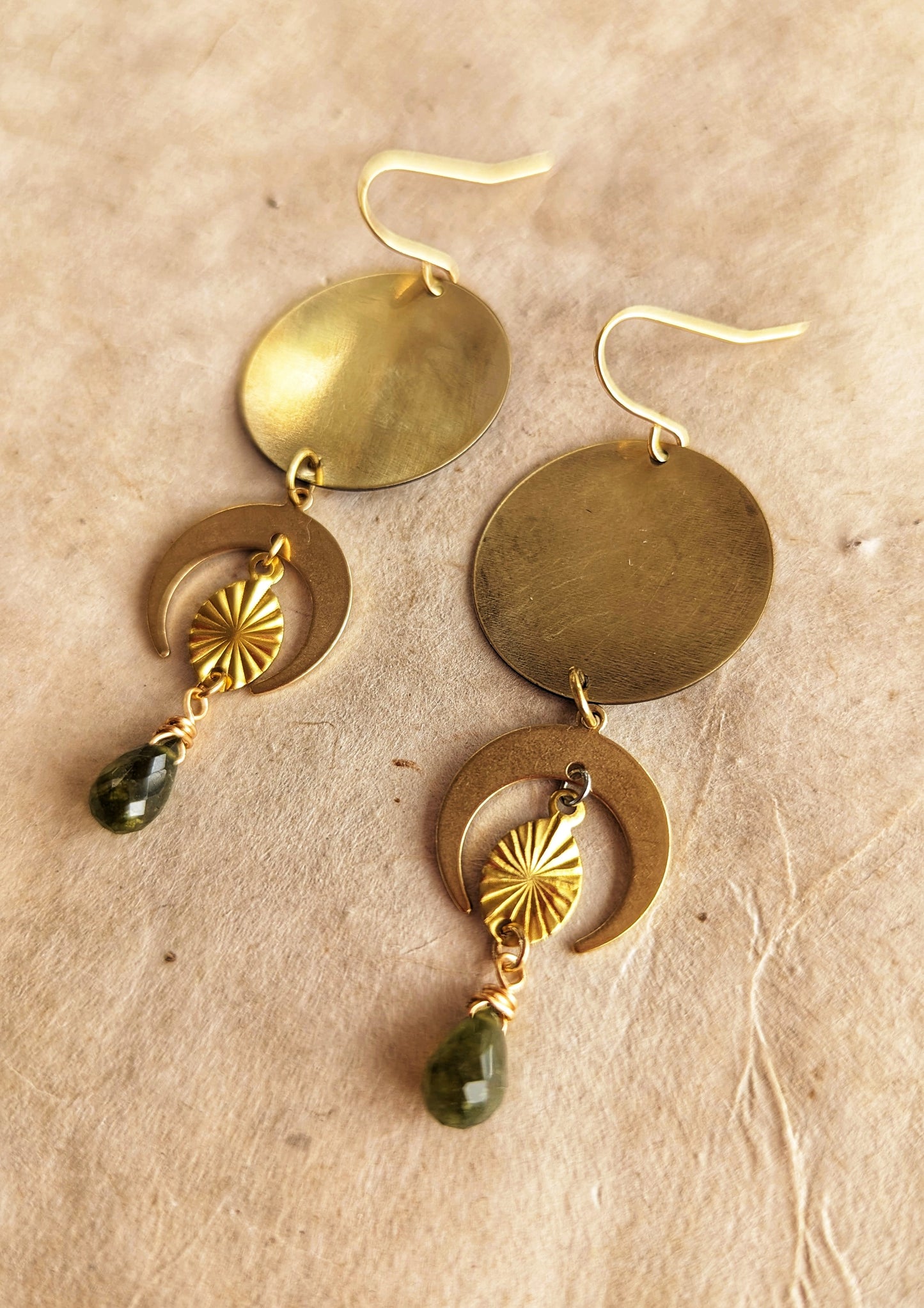 Pendants d'oreilles ronds en laiton Calypso