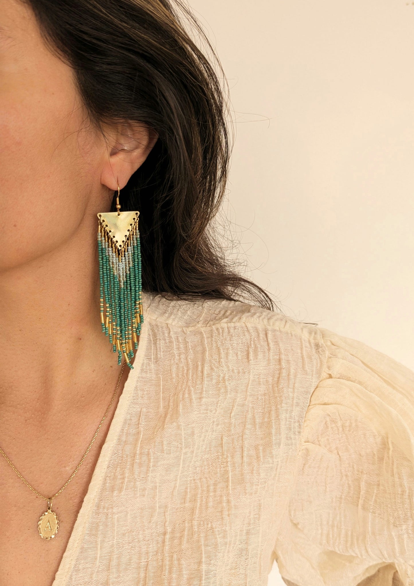 Green Seed Bead Earrings | Moon & Milk