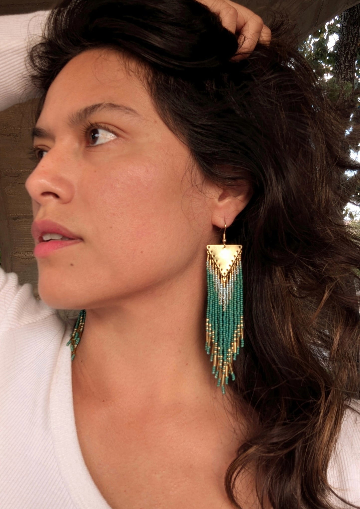 Green Seed Bead Earrings | Moon & Milk
