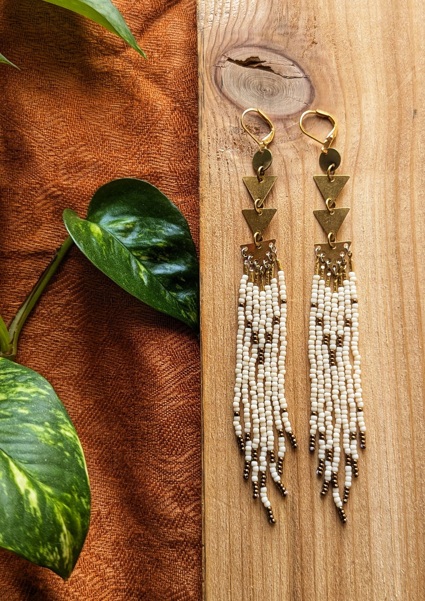 Asma Cream Boho Beaded Earrings
