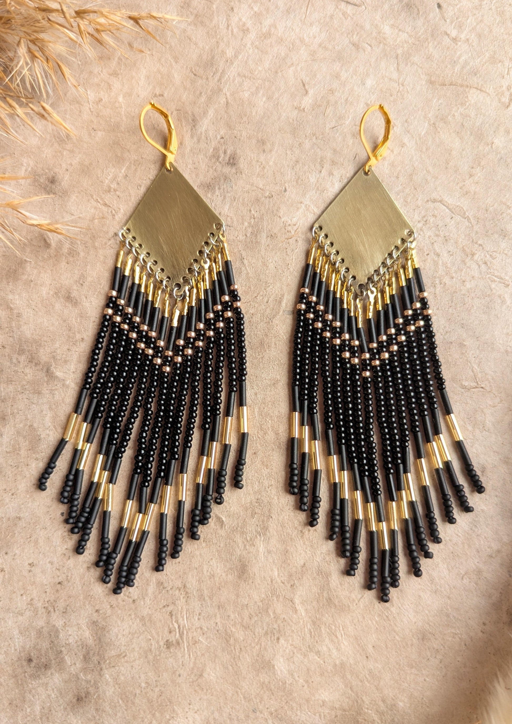 Black Seed Bead Earrings | Moon & Milk