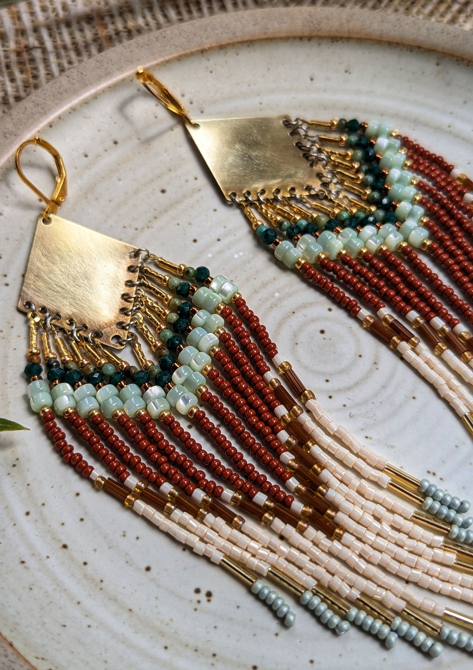 Agnes Bead Earrings | MOP Fringe Earrings | Moon & Milk