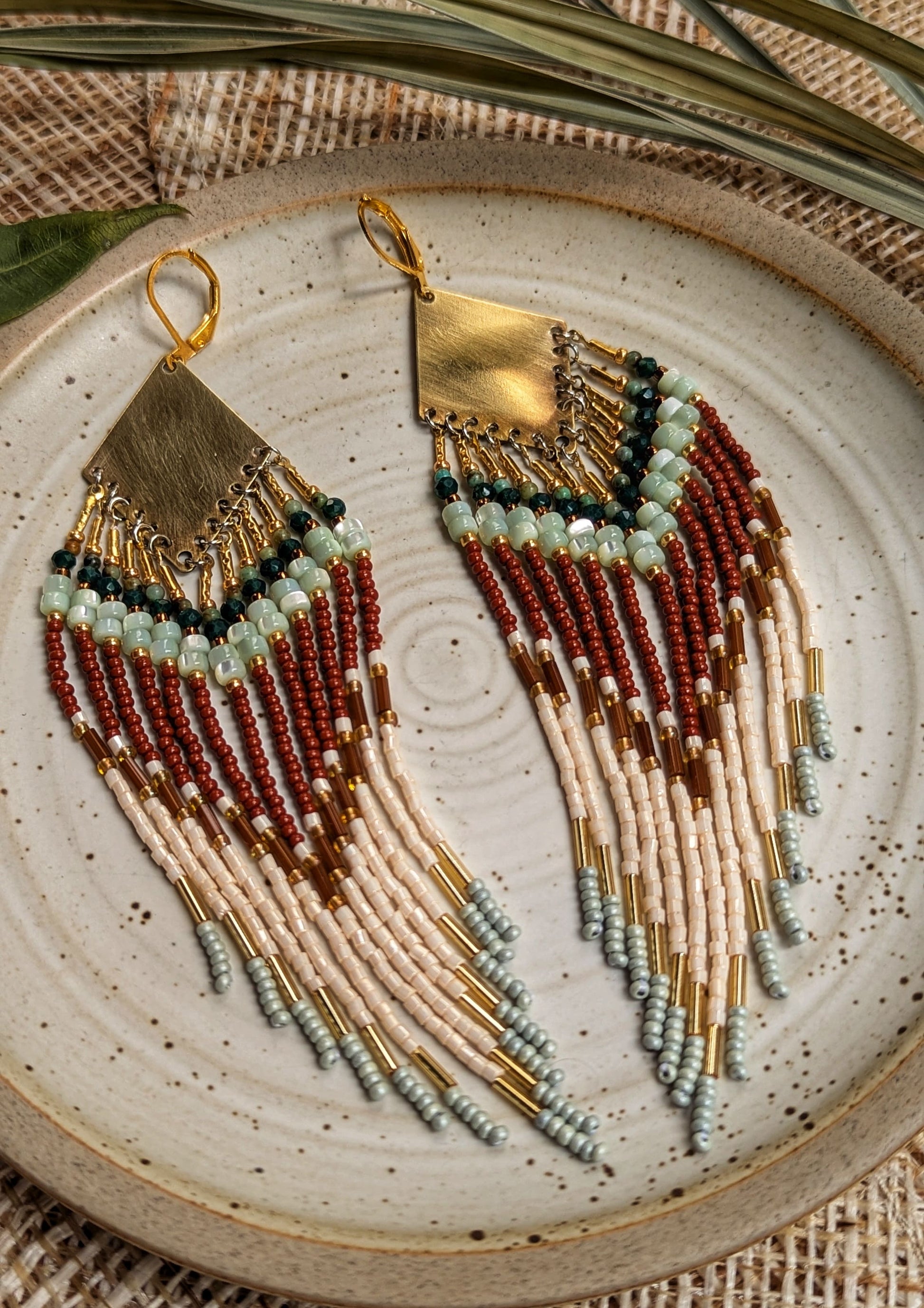 Agnes Bead Earrings | MOP Fringe Earrings | Moon & Milk