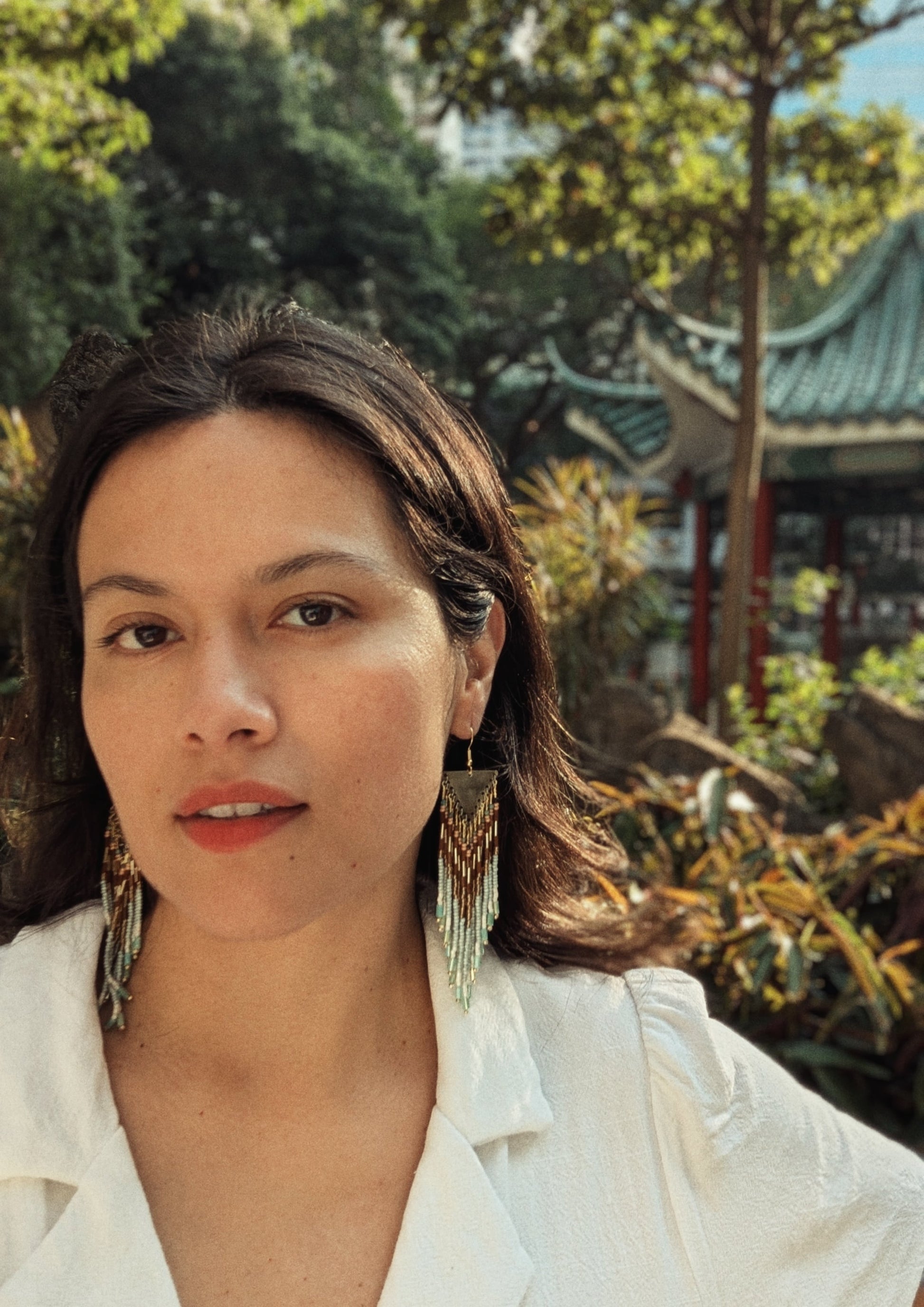 Mint Beaded Fringe Earrings | Green Beaded Earrings | Moon & Milk