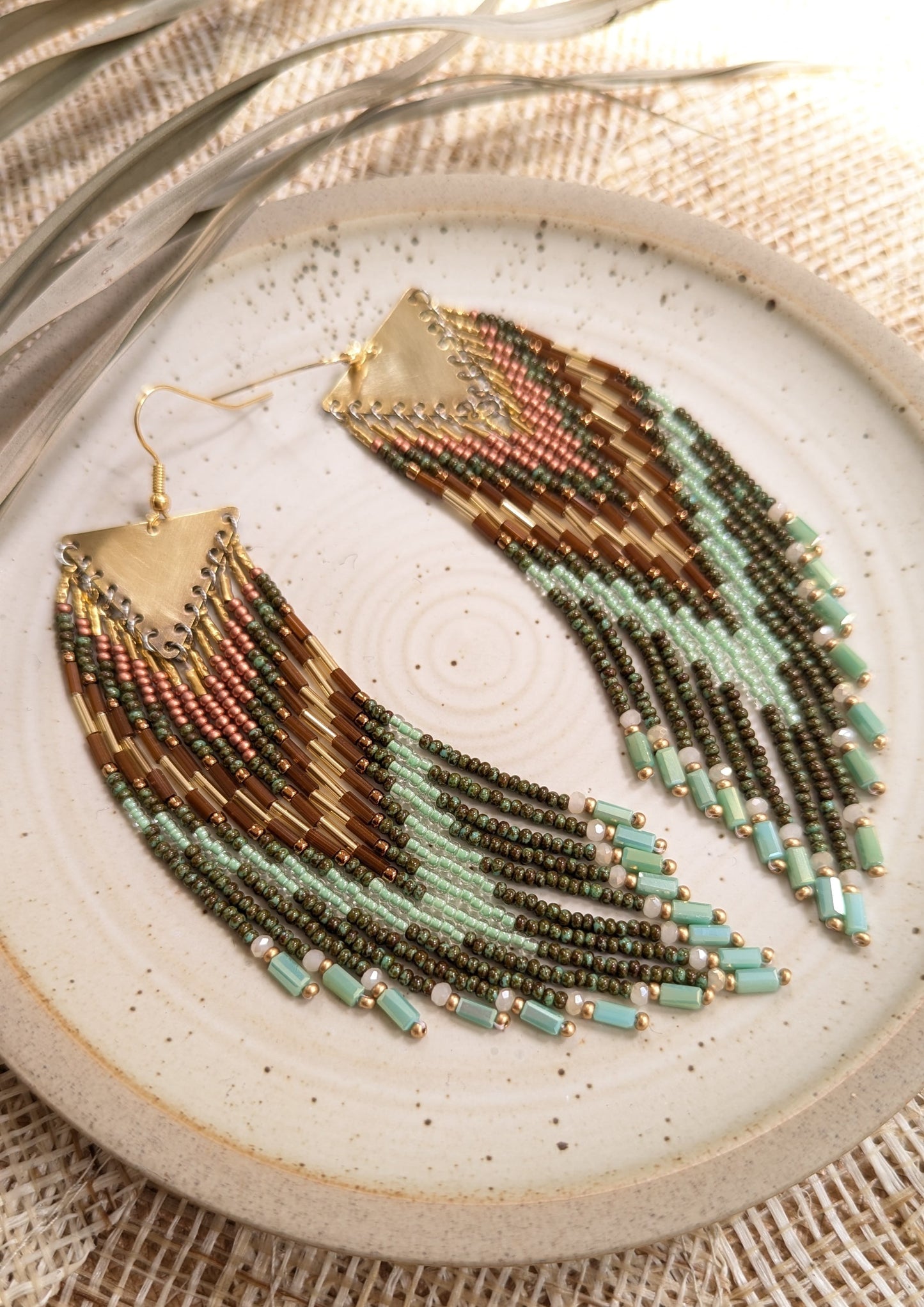 Wong Green Bamboo Beaded Earrings