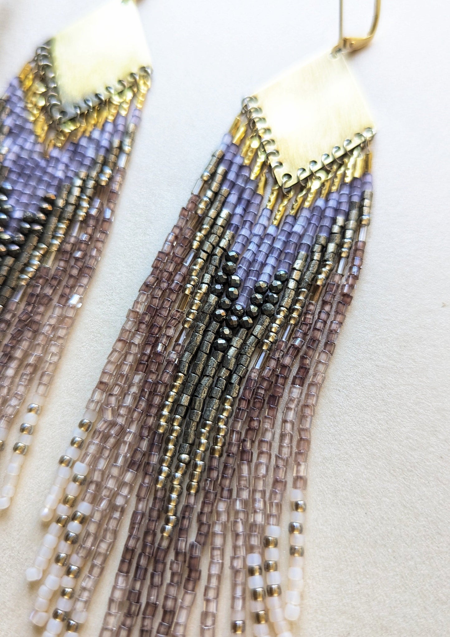 English Violet Beaded Earrings