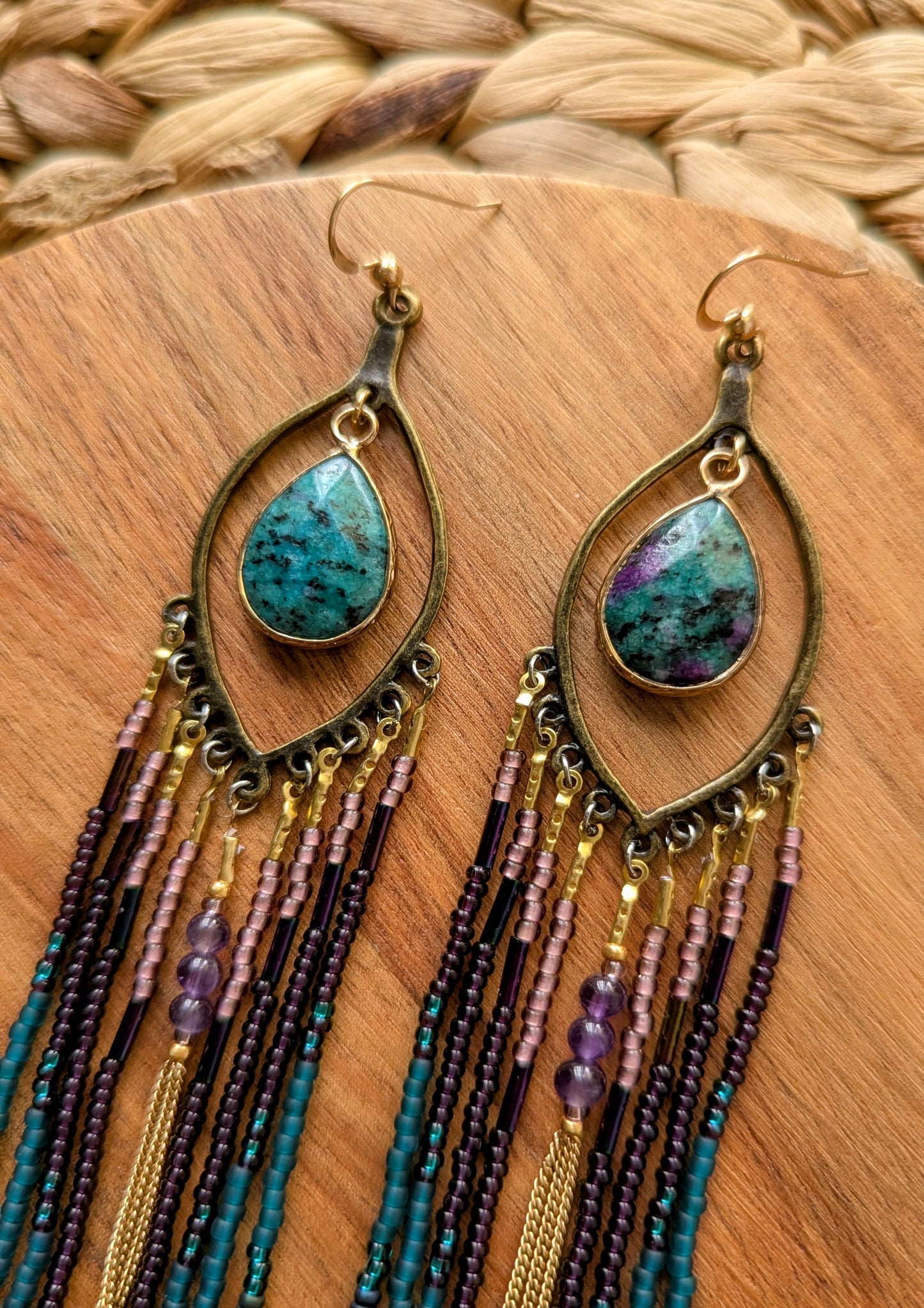 Josefa Amethyst Rain Beaded Earrings