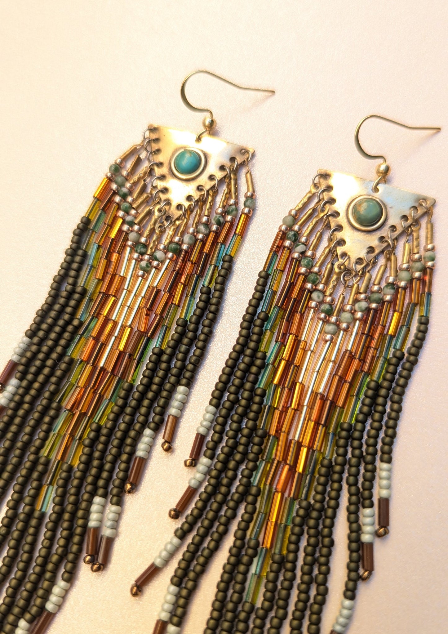 N'Diaye Olive Green Beaded Earrings