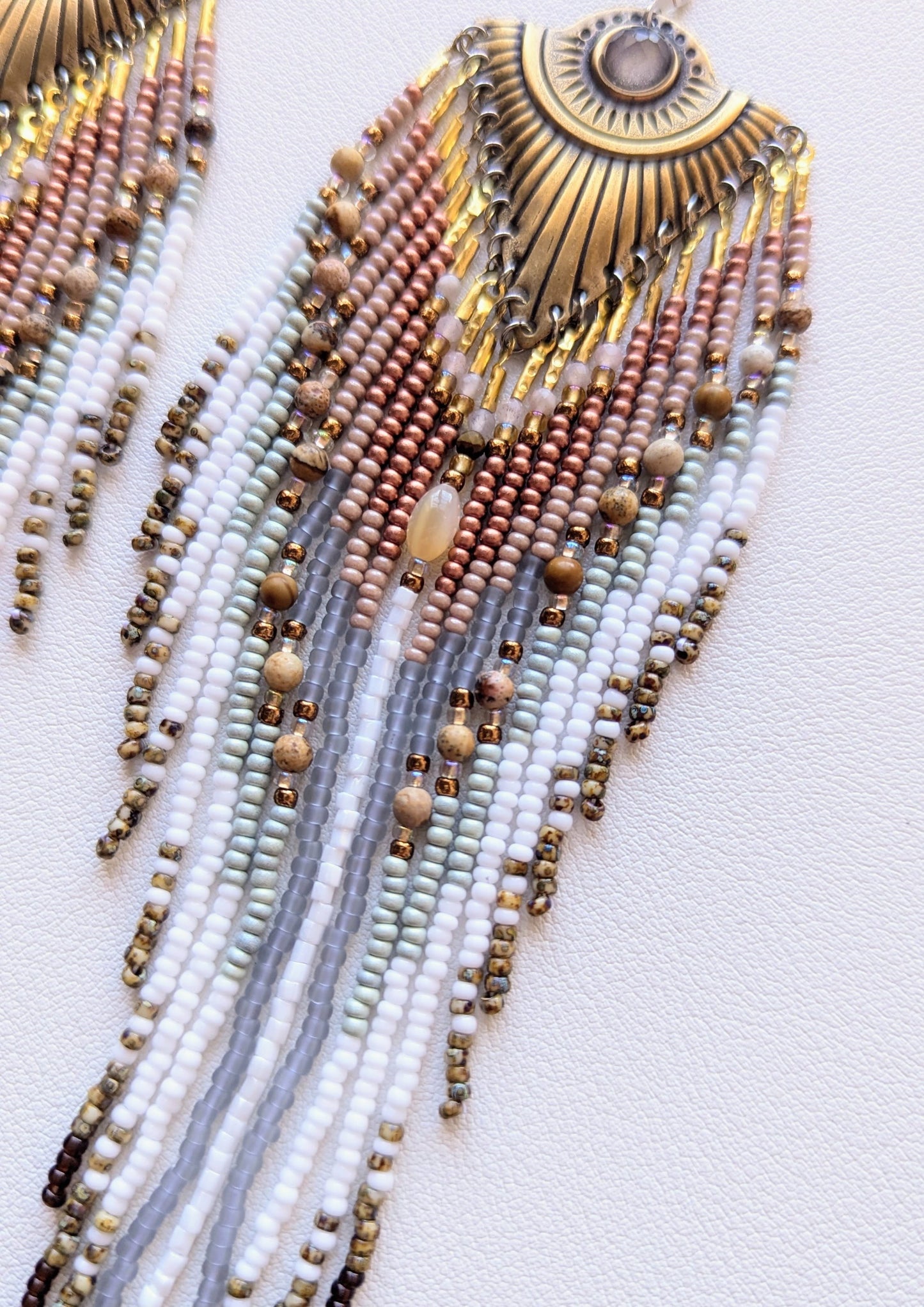 Mariann Jasper White Beaded Earrings