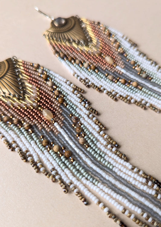 Mariann Jasper White Beaded Earrings